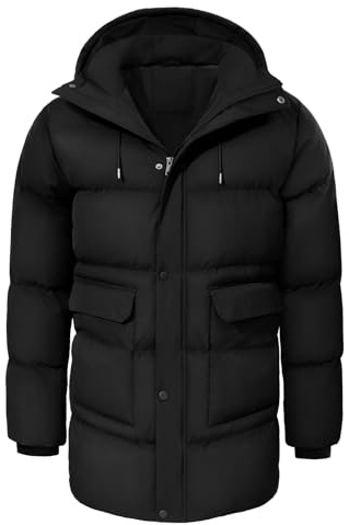 heekpek Veste Homme à Capuche Manteau Homme Hiver Blouson Chaude Hydrofuge Longue Parka Manteaux Matelassée en Coton Vestes de Randonnée Ski