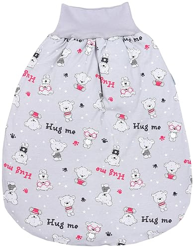 TupTam Baby Unisex Strampelsack mit breitem Bund Wattiert, Farbe: Bärchen Hug me Pink Grau, Größe: 0-6 Monate