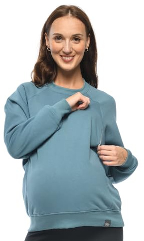 MijaCulture Umstandsmode 2in1 Stillpullover & Umstandspullover Stilltop Stillpulli Olivia M019 (DE/NL/SE/PL, Alphanumerisch, S, M, Regular, Regular, Blau)