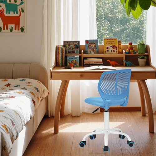 FurnitureR Sedia per bambini regolabile in altezza per scrivania, ergonomica, colorata con schienale e braccioli, sedia girevole a 5 ruote, per bambini da 3 a 10 anni, portata fino a 100 kg