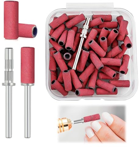 60 Stück Schleifaufsätze, # 240 Schleifbänder, für Maniküre, Pediküre, Körnung für Nagelbohrer, Emeri, Rollen, Nagelfeile, für Maniküre und Pediküre (Rosa)
