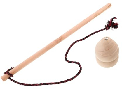 MILISTEN Holz Drehteller mit Peitsche Handgefertigt aus Massivem Holz Robustes Outdoor Fitness und Bewegung Traditioneller Gyro für und Langlebig und Komfortabel