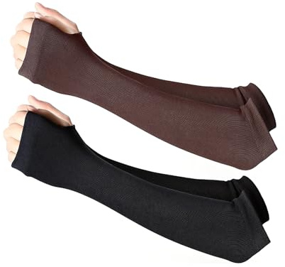 EUYKQNOI 2 Paio Guanti Lunghi,Guanti Senza Dita Termici Invernali Lunghi al Gomito,Neri Lunghi Donna,Neri in Maglia per Uomo e Donna,Perfetti per Il Freddo Inverno, Lunghezza del Gomito,Unisex