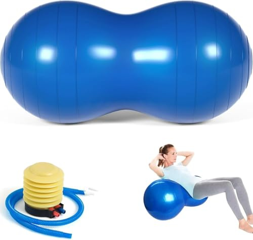 SURPZON Peanut Ball for Kids Therapy, 90x45cm Anti-Burst Exercise Ball with Pump, Gym Quality Fitness for Yoga, Physical, Child Training, Women, Men