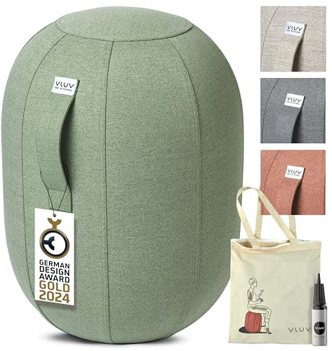 VLUV® KAPSUL SOVA Balancekapsel Ergonomisch mit Tragegriff und Umkippschutz Schlanker Sitzball Waschbarer Stoffbezug Balancehocker Schreibtischhocker Wackelhocker Büro - Grün - Größe S