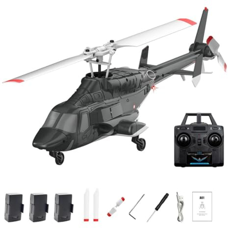 SHOYDID RC ERA A61 Mini Hubschrauber, 1/52 Maßstab 4CH Single Rotor Flybarless Fernbedienung Helikopter für Innen mit One-Key Start/Landung und optischem Fluss Höhenhaltung - 3 Batterien (RTF-Version)