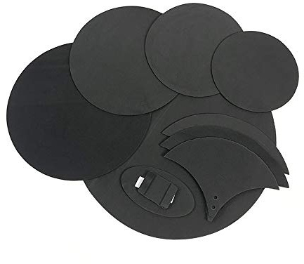 Eujgoov Kit de 5 Silenciadores de Tambor y 3 Silenciadores de Platillos, de Tambor de Material EBR Negro para Práctica en Casa, Almohadillas de Reducción de Ruido para Caja, Bombos y Platillos Tom-Tom