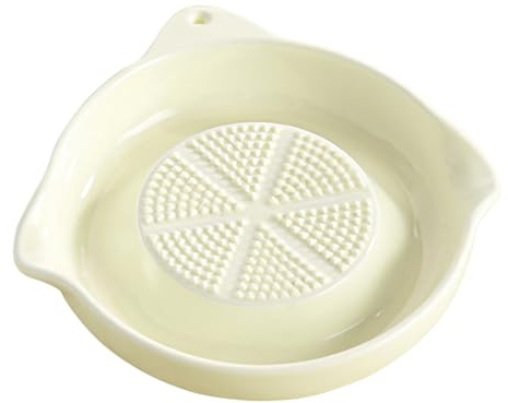 Gcerfby Plato rallador de ajo de cerámica, herramienta de trituración de jengibre, para cocina, cocina, preparación de alimentos, catering, restaurante, queso, cebolla, cúrcuma, jengibre, ajo
