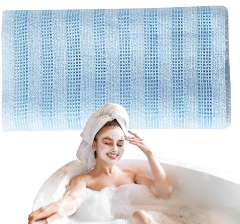 Body Scrubber - Toalla de baño para la espalda del cuerpo, 1 pieza a rayas | para limpieza profunda, correa de largo alcance, cuidado personal, pulidor de piel para duchas