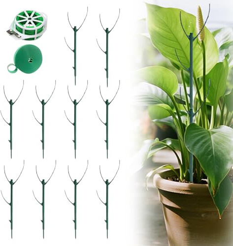 10 Pack Stackable Monstera Plant Support, Garden Plant Stakes Moss Pole for Indoor Outdoor Climbing Plants, Pothos Philodendron Tall Potted Plants Holder Stick (10 Pack)
