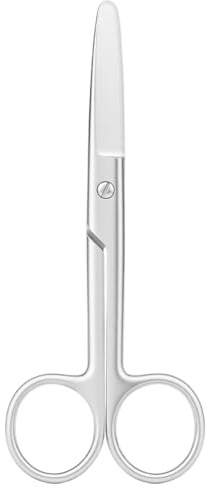 Ainiv 1 Piezas Tijeras Acero Inoxidable, Tijeras de Mango Recto y Punta Redond para Trabajo de Oficina, Las Tareas del Hogar, Las Manualidades y la Costur - Plata 14 cm
