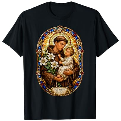 Sant'Antonio di Padova Prega per Noi Sacro Mosaico Arte Fede Maglietta