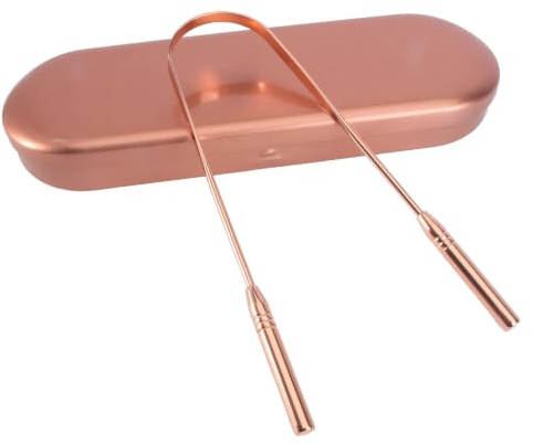 ELEOUTI Pulisci Lingua in Rame Design Unico, Strumento la Rimozione Tartaro Denti la Pulizia della Lingua, Accessorio Indispensabile per L'igiene Orale Quotidiana