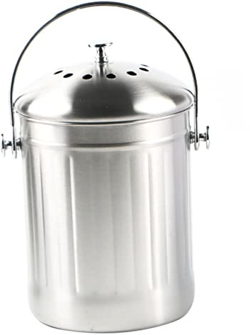 Poubelle de cuisine compacte en acier inoxydable de 10 L avec couvercle et poignée portable pour déchets alimentaires, conteneur à déchets d'intérieur pratique, durable et élégant