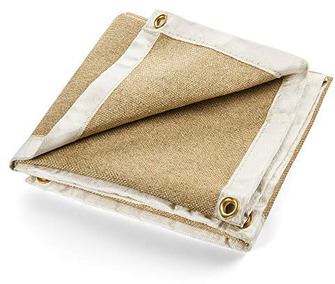 Waylander SVALINN Heavy-Duty Fireproof Welding Blanket – Flame Retardant Vermiculite-Treated Fiberglass Fabric with Kevlar and Grommets – Heat Resistant Mat for Welding, Fire Pits (3' x 3', YELLOW)