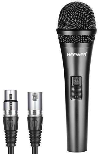 NEEWER Dynamisches Nierenmikrofon mit XLR-Stecker auf XLR-Buchse, starre Metallkonstruktion, für professionelles Pickup von Musikinstrumenten, Stimme, Rundfunk, Sprache, Schwarz (NW-040)