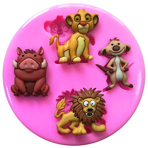 Fairie Blessings Moule en silicone avec motifs de Simba, Timon, Pumbaa et Mufasa du Roi Lion pour décoration de gâteaux/cupcakes en pâte et sucre ou glaçage