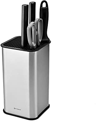 KITCHENDAO XL Stainless Steel Universal Knife Block Holder Without Knives, with Slots for Scissors and Sharpening Rod, Detachable for Easy Cleaning, Slotless Knife Holder Storage for Kitchen Counter