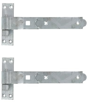 Merriway BH06862 Lot de 2 charnières de portail à crochet et bande robustes galvanisées Argenté 250 mm