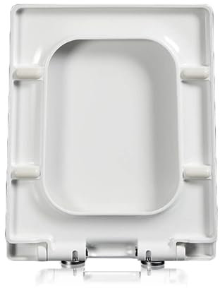 BMWJYLPM Sedile WC Sedile WC Quadrato Bianco, Chiusura Ammortizzata, Coperchio WC Rettangolare Antimacchia e Facile da Pulire, Cerniera Regolabile a 360° a Sgancio Rapido