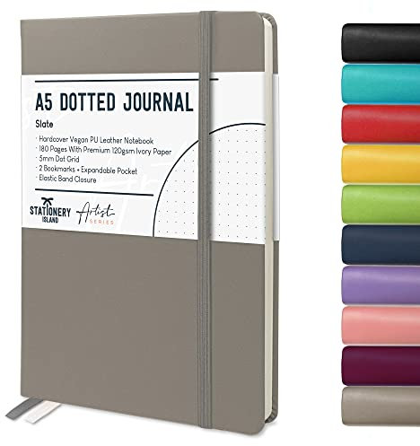 STATIONERY ISLAND Bullet Dotted Journal, Notizbuch A5 Dotted, 180 Seiten Premium 120 g/m² Papier, Hardcover Journal Dotted, Notizbuch Gepunktet