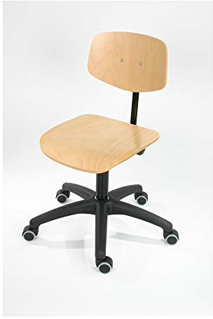 STIER Arbeitsstuhl mit Rollen Sitzhöhe 450-640 mm Buche Natur