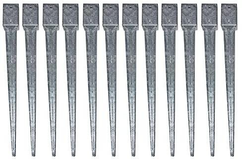 ESTEXO 12 Einschlaghülsen Vierkant 91x91x900 mm für Zaunpfosten Gartenzaun