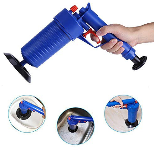 Rohrreiniger Druckluft, Toiletten Abflussreiniger Saugglocke Pressluft-Rohrreinigungspistole mit handlichem Pistolengriff und 4 Aufsätzen für Toilette Bad Küche