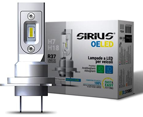 Sirius 2 lampadine LED H7 H18 dimensioni originali 6000K Ice White senza adattatori