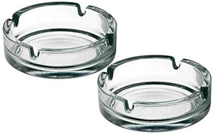 2 Pack Clear Glass Cigarette Ashtray Smoke Round Ash Tray Smokers Indoor Outdoor