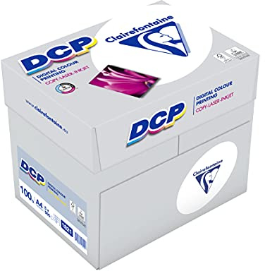 Clairefontaine 1821C - Karton mit 5 Ries Druckerpapier / Kopierpapier DCP, extraweiß, DIN A4, 100g, 500 Blatt x 5, Weiß, 1 Karton