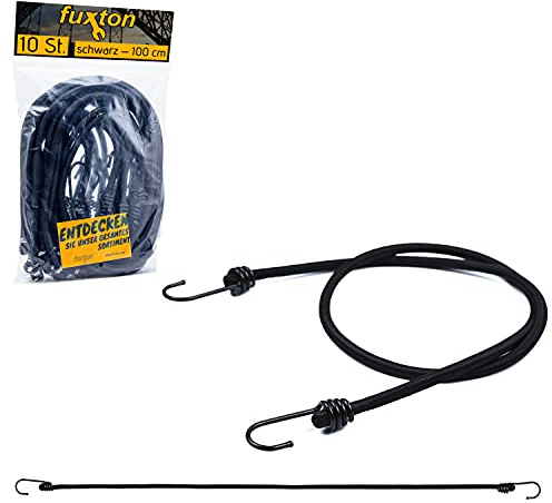 fuxton fuxton 10 Spanngurte mit Haken, 100 cm schwarz Spanngummi, (Expander, Gepäckspanner, Gummiband) für Fahrradträger, Ladungssicherung, Auto