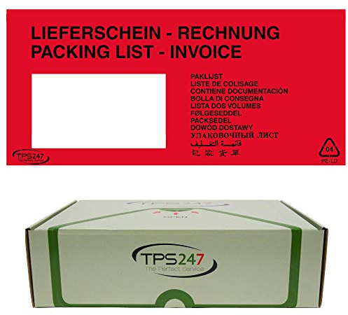 250x TPS247 Lieferscheintaschen - Dokumenttaschen DIN Lang rot selbstklebend (250)