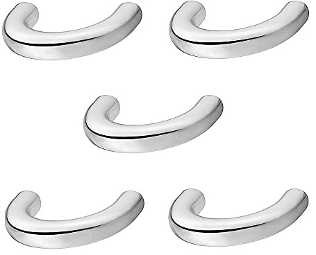 Gedotec Design Bogengriff 32 mm Möbelgriff Chrom poliert Schubladengriff Küche - H10139 | Schrankgriff gebogen | LEONIE | Bügelgriff aus Metall für Möbel & Kommoden | 5 Stück Küchengriff mit Schrauben