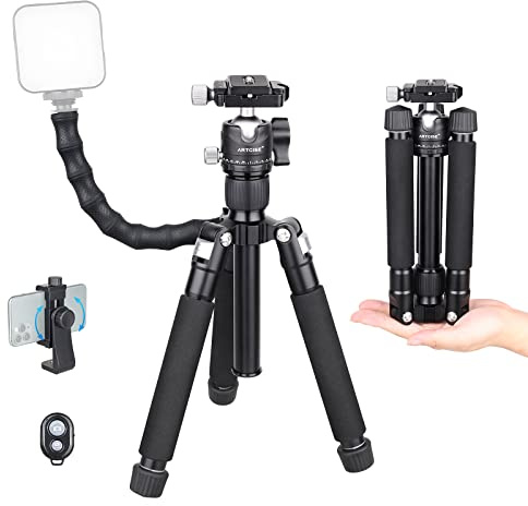 89 cm (35 tum) mini skrivbordsstativ, ARTCISE bärbart kompakt skrivbord ministativ med panoramakulhuvud 1/4 tum snabbkopplingsplatta för DSLR-kamera mobiltelefon