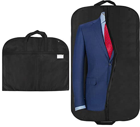 Klädväska kostym, 2 st klädfodral med bärhandtag högkvalitativa klädfodral, klädskydd med dragkedja för kostym och klänning, ventilerande kostymväska för resor, 100 x 60 cm