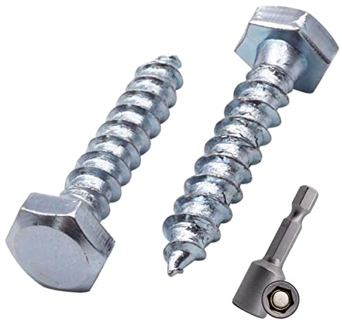 Marcopol (10 Stück) DIN 571 verzinkter Stahl Sechskant-Holzschrauben M6 x 30 mm, Schrauben, Sechskantschraube, Schlüsselschrauben, Kopf (10 mm), Silber