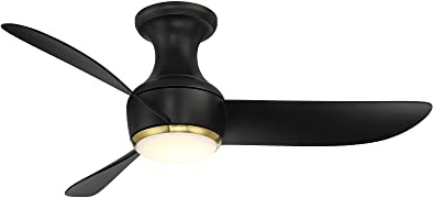 Corona Smart Indoor and Outdoor 3-Blade Flush Mount Ceiling Fan 44in Satin Brass Black 3000K LED Light Kit and Remote Control works with Alexa, Google Assistant, Samsung Things, and iOS or Android App