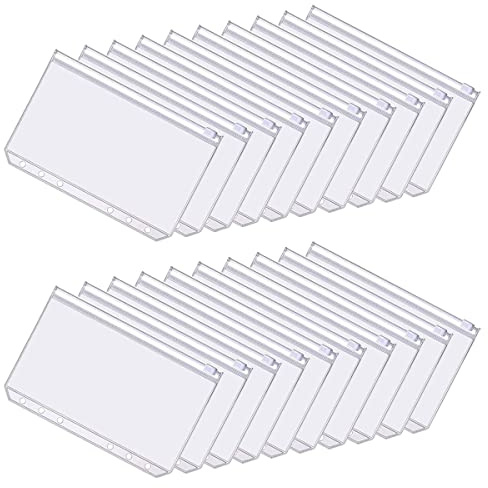 Dokumententasche,Löcher Binder Taschen,Kunststoff Binder Reißverschluss | Ordner Wasserdicht 20 Stück A6 Größe 6 Löcher-PVC-Taschen,Dokumententaschen Mit Reißverschluss
