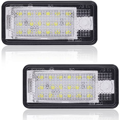 URAQT LED Number Plate Light, 2 Pcs Error Free License Plate Lamp Taillight, 12V 6000K Water Proof Rear License Plate Lamps for Audi A3 S3 A4 S4 A6 S6 A8 S8 Q7 RS4 Xenon White