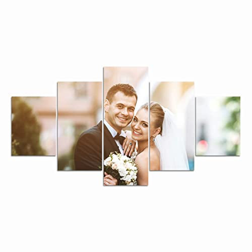 LZIMU Custom Pictures Prints Personalisiertes Foto auf Leinwand 5 Paneele Individuelles Kunstposter für Schlafzimmer Wohnzimmer Wohnkultur(Kein Rahmen(150x80cm))