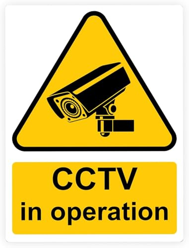 RDLCAR CCTV In Operation Sign 1mm Rigid PVC Pack of 1 Security Camera Sign Triangle CCTV Sticker 300mm x 400mm for Indoor and Outdoor Use