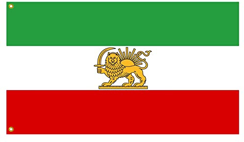 Lixure Former Iran Flags 6x10 FT Historic Persian Flag 180x300 CM Lion Sun Crown Iranian Revolution - Vivid Color, Fade Proof, Double Stitched - Polyester with Brass Grommets for Garden Outdoor Indoor