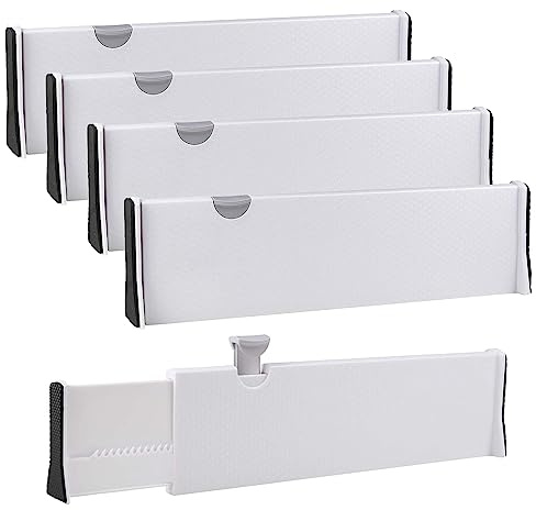 SENENQU Divisori per Cassetti 4 Pezzi Regolabili Bianchi 27,6-43,5 cm