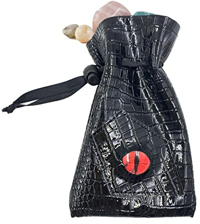 PU-Leder Würfelbeutel - Drawstring aus PU-Leder für Würfel Dragon Auge Pattern,Würfel Zubehör Aufbewahrungstasche Glas Konvex Runde Augen Tunnelzug Design
