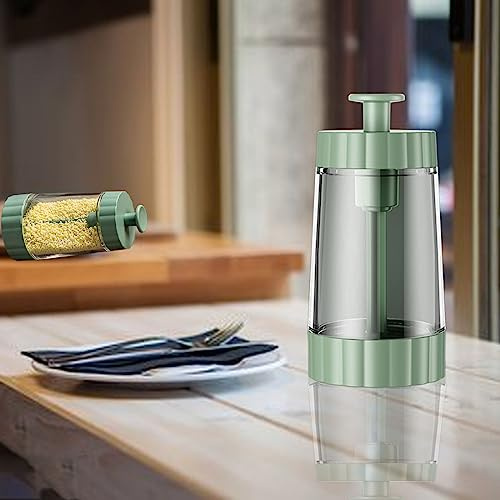 Salière en verre poivrière grande bouteille d'assaisonnement graduée salière et poivrière doseur en verre pour épices sel paprika poivre cumin en poudre distributeur de sucre (vert)