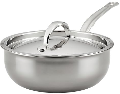 Hestan - NanoBond Collection - Titanium Stainless Steel Saucier Pan with Lid, Induction Cooktop Compatible, 2-Quart