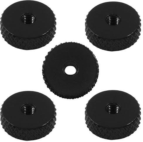 Hitefu 5PCS M3 Flat Knurled Nut, Aluminum Alloy 12mm x 4mm Knurled Thumb Nut, Thumb Thin Nut, Black