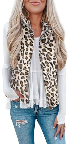Rapbin Gilet in pile Teddy da donna, autunno inverno, caldo, senza maniche, pelliccia & leggero, casual, tinta unita, gilet da donna, cappotto autunnale, M