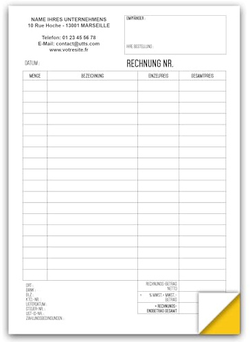 Factures - Commandes - Devis >AUTOCOPIANTES< >PERSONNALISÉES< - Lot de 50 feuilles - UTTSCHEID (Personnalisé, 5)